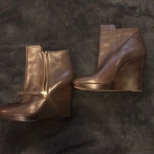 Michael Kors Platform Brown Leather Ankle Boots